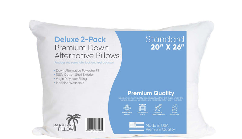 Deluxe 2 Pack Premium Down Alternative Sleeping Pillows (Case of 6)