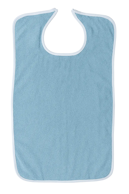 Carewear 100% Cotton Velcro Bibs (Case of 72)  18" x 30" / Blue