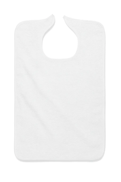 Carewear 100% Cotton Velcro Bibs (Case of 72)  18" x 30" / White